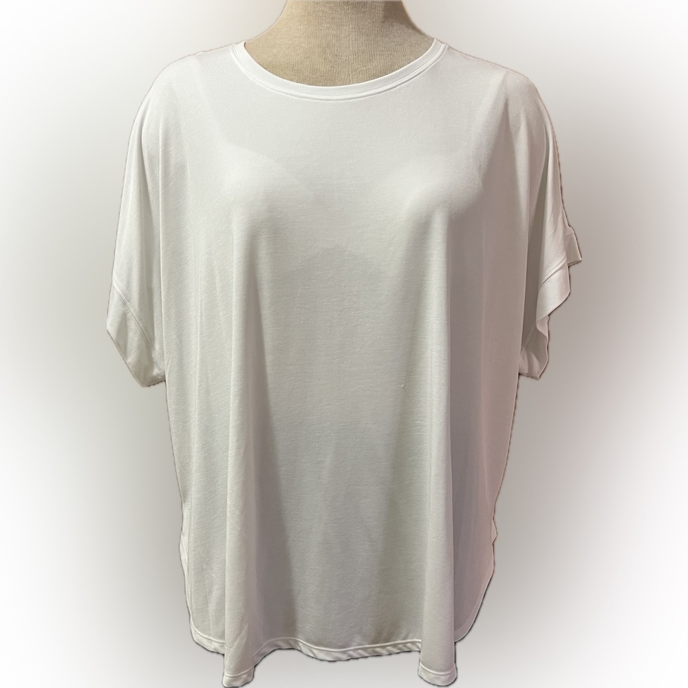 NWOT Stylus White Cotton Blend Short Sleeve Tunic 3X